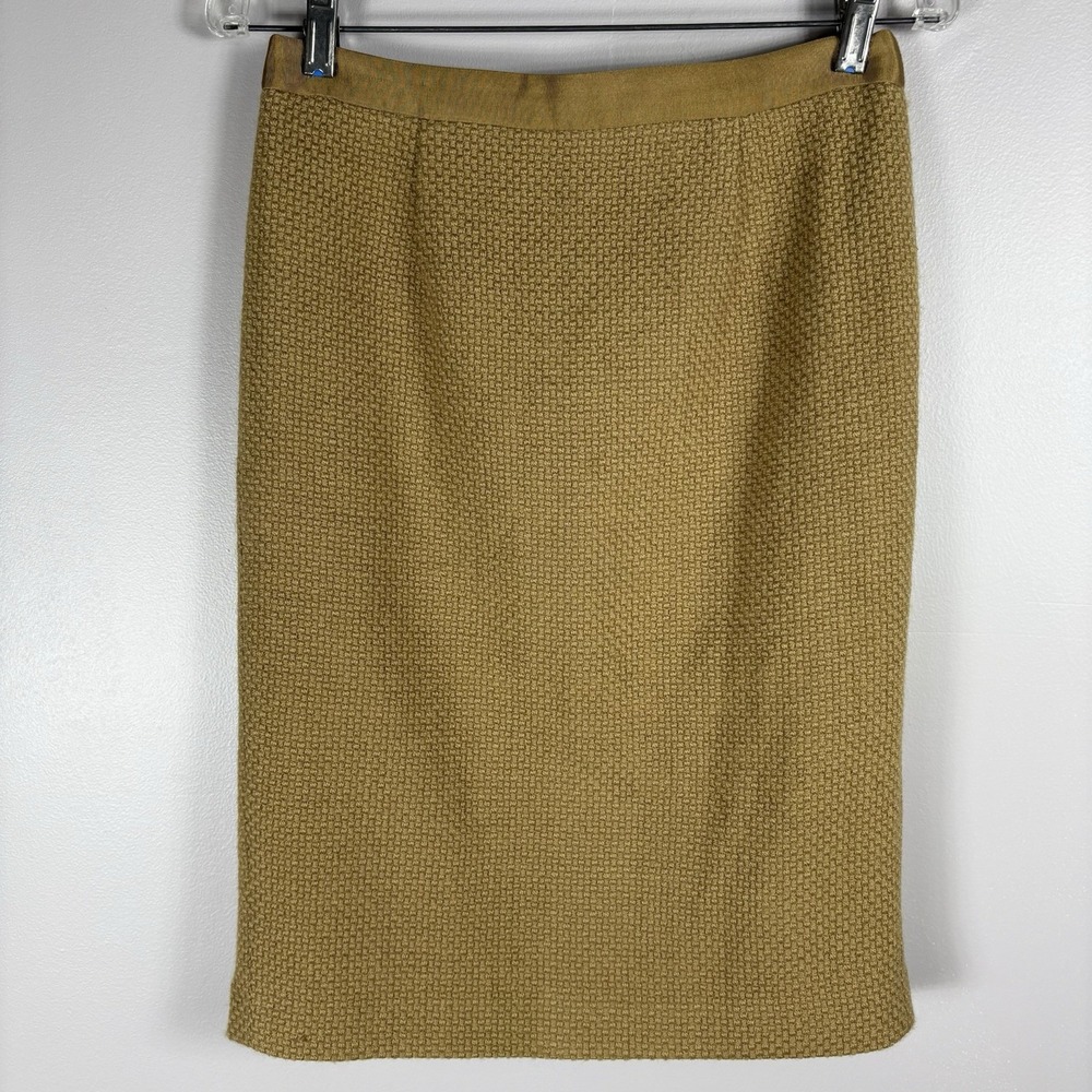 Boden Women's 10R Beige Wool Tweed Knee High Ribbon Waist Lined Zip Pencil Skirt